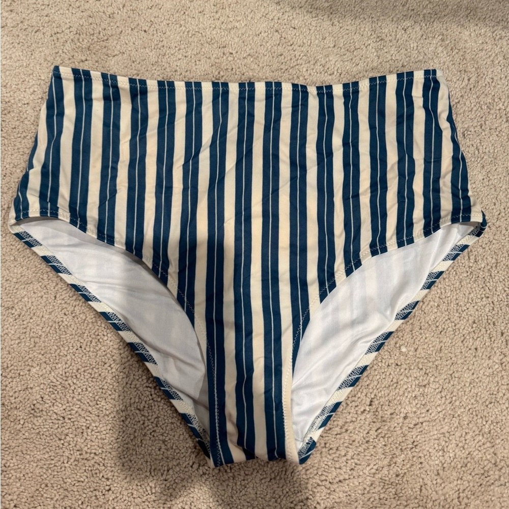Striped High-Waisted Bikini Bottom